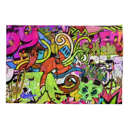 Graffiti Kunst: Hiphop stijl achtergrond Kussensloop (Achterkant)
