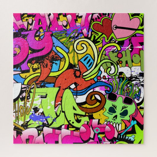 Graffiti Kunst: Hiphop stijl achtergrond Legpuzzel (Verticaal)