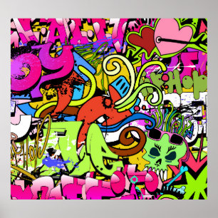 Graffiti Kunst: Hiphop stijl achtergrond Poster