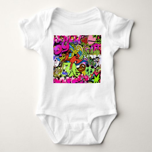 Graffiti Kunst: Hiphop stijl achtergrond Romper (Voorkant)