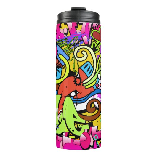 Graffiti Kunst: Hiphop stijl achtergrond Thermosbeker (Voorkant)
