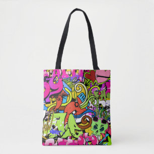 Graffiti Kunst: Hiphop stijl achtergrond Tote Bag