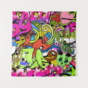 Graffiti Kunst: Hiphop stijl achtergrond Wandkleed