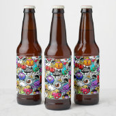 Graffiti-kunst met gekke vruchten en groenten bier etiket (Flessen)