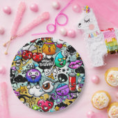 Graffiti-kunst met gekke vruchten en groenten papieren bordje (Feest)