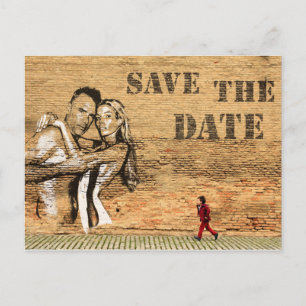 Graffiti-kunst Save the Date-ansichtkaart Aankondigingskaart