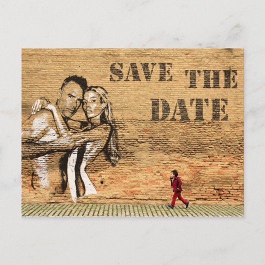 Graffiti-kunst Save the Date-ansichtkaart Aankondigingskaart (Voorkant)