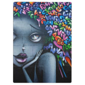 Graffiti Kunst Schattige Meisje Klembord (Achterkant)