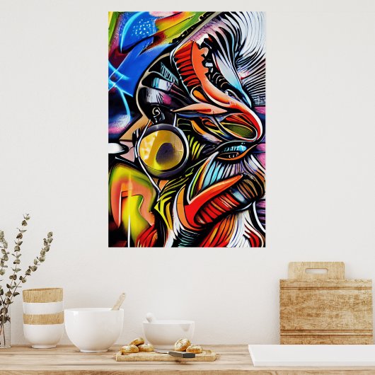 Graffiti-kunst uitzoomen - Perfect cadeau voor ste Poster (Keuken)