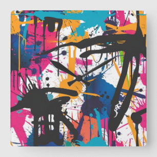 Graffiti Kunst Vierkante Klok
