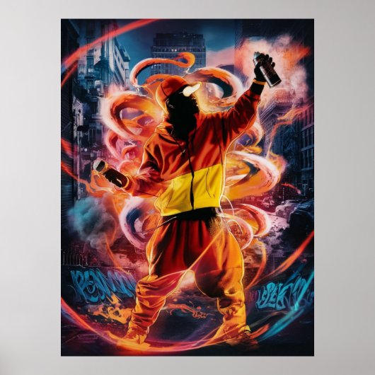 Graffiti Kunstenaar Poster (Voorkant)