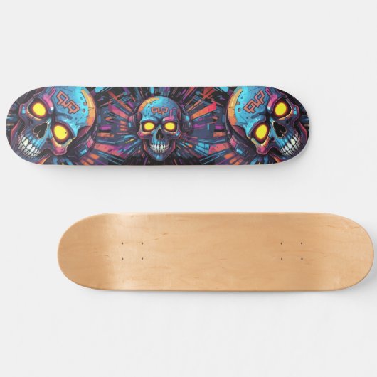 Graffiti kunstschedel Cyberpunk 2 Persoonlijk Skateboard (Horizontaal)