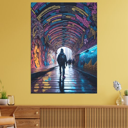 Graffiti Kunsttunnel Canvas Afdruk (Insitu (Woonkamer))