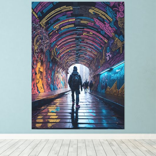 Graffiti Kunsttunnel Canvas Afdruk (Insitu (Houten vloer))