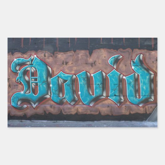 Graffiti-Label: David Rechthoekige Sticker (Voorkant)