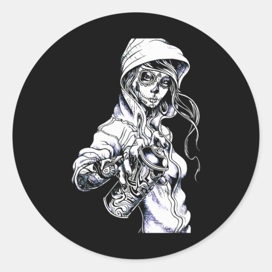 Graffiti Label Skeleton Ghetto Girl (Voorkant)