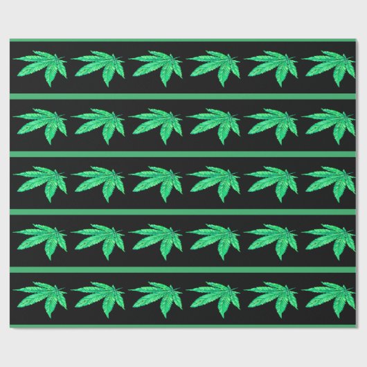 Graffiti Leaf met groene streep Cadeaupapier (Vlak)
