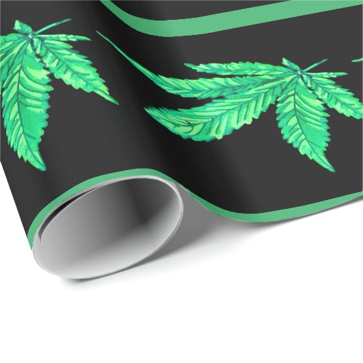 Graffiti Leaf met groene streep Cadeaupapier (Rol Hoek)