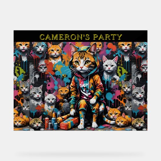 Graffiti Legend Street Cat Naam toevoegen Welkomst Acryl Bord (Voorkant)