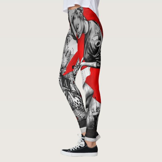 Graffiti-Leggings in Red, Black en White Street Leggings (Links)