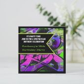 Graffiti Letters Birthday Invitation Kaart (Staand voorkant)