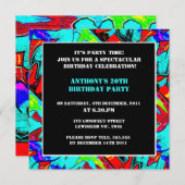 Graffiti Letters Birthday Invitation Kaart (Voorkant / Achterkant)