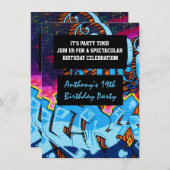 Graffiti Letters Birthday Invitation Kaart (Voorkant / Achterkant)