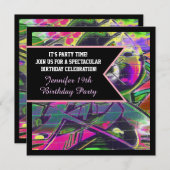 Graffiti Letters Birthday Invitation Kaart (Voorkant / Achterkant)