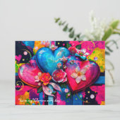 [Graffiti Love} Goth Grunge Valentines Day Card Feestdagenkaart (Staand voorkant)