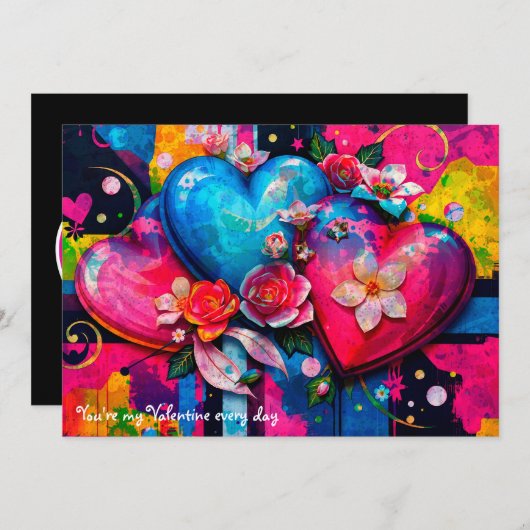 [Graffiti Love} Goth Grunge Valentines Day Card Feestdagenkaart (Voorkant / Achterkant)