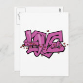 Graffiti love label briefkaart (Voorkant / Achterkant)