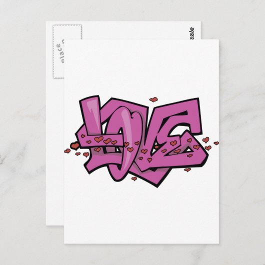 Graffiti love label briefkaart (Voorkant / Achterkant)