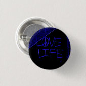 Graffiti "Love Life" Blue Neon Button (Voorkant /achterkant)