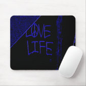 Graffiti "Love Life" Neon Blue Muismat (Met muis)