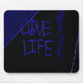 Graffiti "Love Life" Neon Blue Muismat (Voorkant)