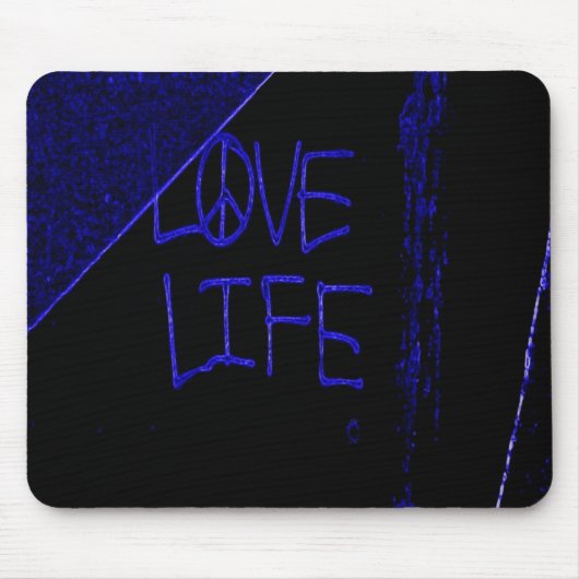 Graffiti "Love Life" Neon Blue Muismat (Voorkant)