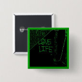 Graffiti "Love Life" Neon Green Button (Voorkant /achterkant)