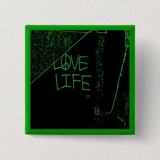 Graffiti "Love Life" Neon Green Button (Voorkant)