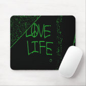 Graffiti "Love Life" Neon Green Muismat (Met muis)