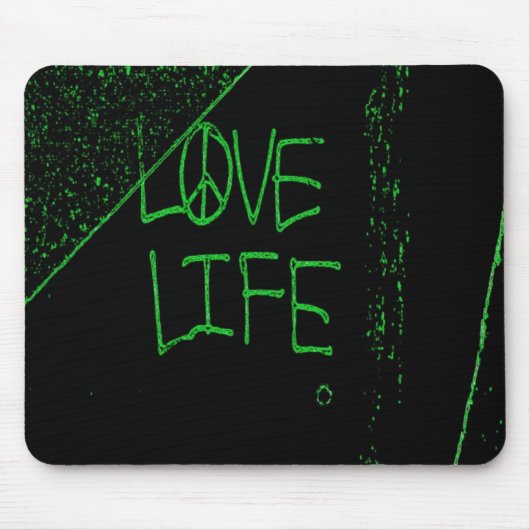 Graffiti "Love Life" Neon Green Muismat (Voorkant)
