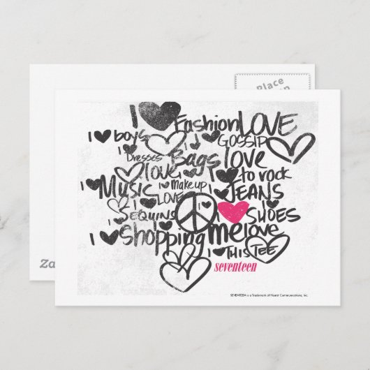 Graffiti Magenta Briefkaart (Voorkant / Achterkant)