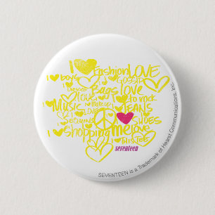 Graffiti Magenta/Geel Ronde Button 5,7 Cm