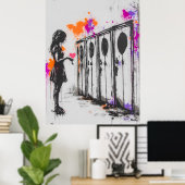 Graffiti Meisje met Hart en Kluisjes – Urban Art Poster (Thuiskantoor)