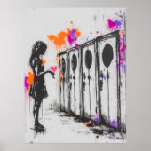 Graffiti Meisje met Hart en Kluisjes – Urban Art Poster (Voorkant)