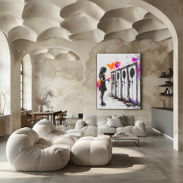 Graffiti Meisje met Hart en Kluisjes – Urban Art Poster