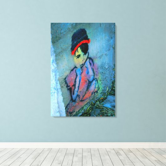 graffiti meisje omwikkeld doek canvas afdruk (Insitu (Houten vloer))