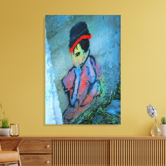 graffiti meisje omwikkeld doek canvas afdruk (Insitu (Woonkamer))