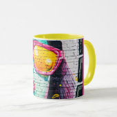 Graffiti meisje straat pop kunst blauwgroen roze g mok (Voorkant rechts)