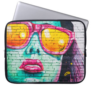 Graffiti meisje urban pop street art vrouw kleurri laptop sleeve