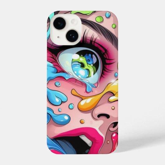 Graffiti meisjesachtige iPhone 14 Slim Fit Hoesje, iPhone Hoesje (Achterkant)